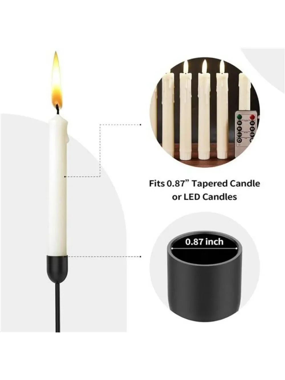 Black Metal Taper Candle Holders Set of 3 Tall Candlestick Stands Wedding Decor